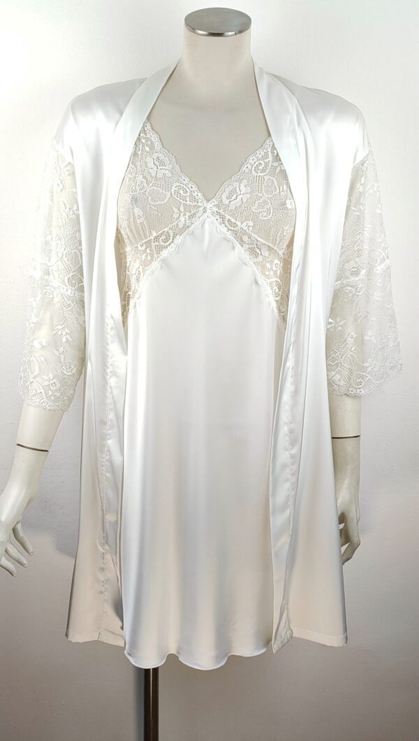 Completo da sposa camicia da notte pizzo + kimono satin - Wedding & Bridal pure satin Robe Kimono Nightgown set