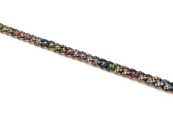 Bracciale con maglia grumetta in argento con zirconi multicolor - immagine 2