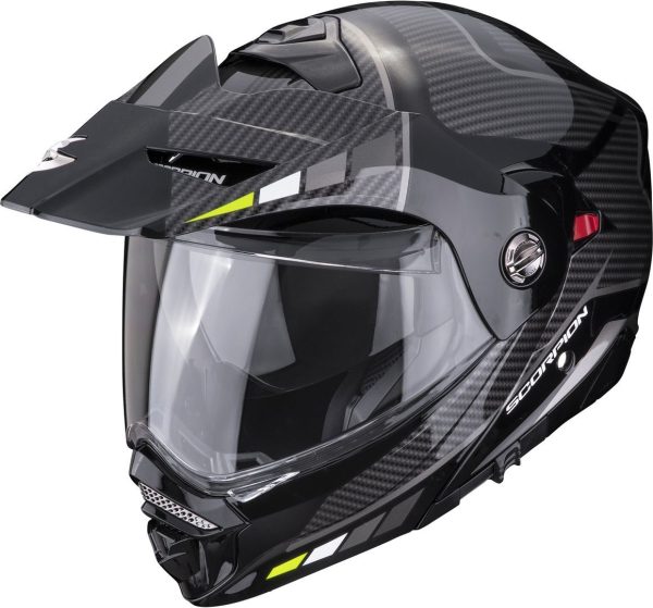 Casco modulare adventure Scorpion ADX-2 Camino black silver yellow helmet casque