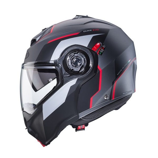 Casco modulare Caberg Duke EVO MOVE gunmetal red helmet - immagine 3