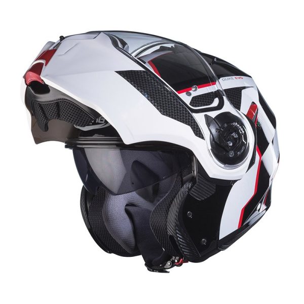 Casco modulare Caberg Duke EVO MOVE white black red helmet - immagine 2