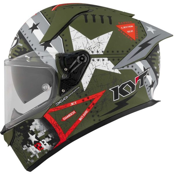 Casco integrale KYT R2R Max Assault army green helmet Casque