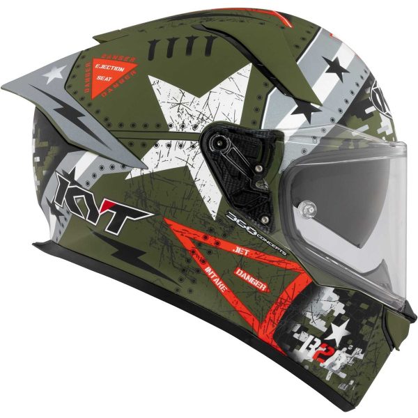 Casco integrale KYT R2R Max Assault army green helmet Casque - immagine 5