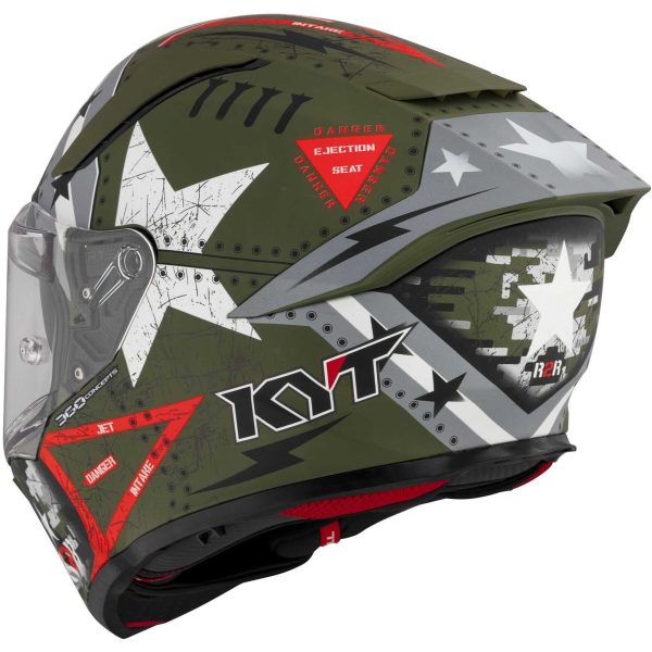 Casco integrale KYT R2R Max Assault army green helmet Casque - immagine 8