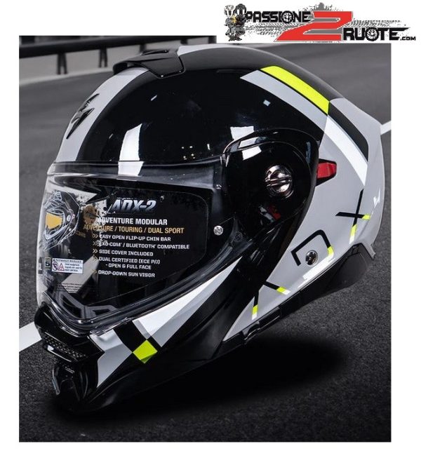 Casco modulare adventure Scorpion ADX-2 Galane Black Silver Yellow helmet casque - immagine 3